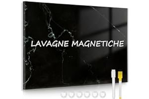 DOLLAR BOSS Lavagna magnetica, lavagna magnetica da parete 30 x 40 cm, lavagna bianca cancellabile, memoboard magnetica stampa marmo nero con 6 magneti e 2 penne