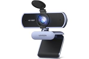 UGREEN Webcam Full HD 1080P 30FPS USB A PC Cámara 2 Micrófono Incorporado 85° Ángulo de Visión para Windows MacOS Linux Soporta Youtube Streaming Video Calling Zoom Videoconferencia(Gris)