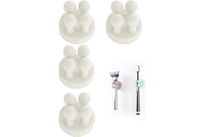 ZAYIN 4 sztuki Silikonowe uchwyty na szczoteczki do zębów, wielofunkcyjne haczyki, wodoodporne, samoprzylepne, do zawieszenia na ścianie, łazienki, kuchni, salonu (4 sztuki biały)