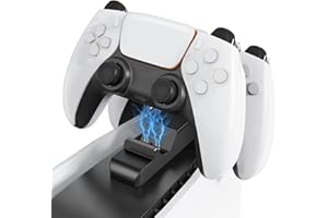 Estación Carga Controlador para PS5 - Tendak Estación Carga Rápida 2 Horas para Controlador Inalámbrico PS5 DualSense, Cargador Dual para Controlador Sony Playstation 5