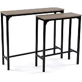 Console D'Entrée Étroite Versa Dallas – Table Couloir Bois Blanc & Métal, 110x25x80 Cm, Style Scandinave
