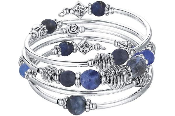 FULU AUTUMN Bracelet de Perles en Argent pour Femme-Bijoux Bohème Multicouches-Cadeau Fete Des Meres pour Maman