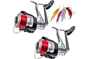 LINEAEFFE 2 x Sea Fishing Reels and FREE Mackerel Feathers