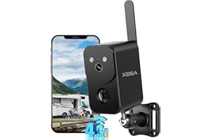 Xega Cámara de Vigilancia 4G LTE con Tarjeta SIM 10000mAh Batería,Portátil Sin Cable para Exterior Interior Visión Nocturna en Color Proyector Sirena Alerta Instantánea por App Impermeable【Sin WiFi】