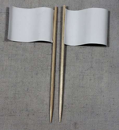Party-Picker Flagge Uni Weiß Papierfähnchen in Profiqualität 50 Stück Beutel zum selber beschriften