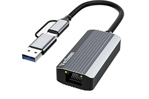 VECBMN Adaptateur USB Ethernet, 2-en-1 Adaptateur USB 3.0 et U-S-B C vers RJ45 Réseau LAN, RJ45 10/100/1000 Gigabit LAN Adapter Compatible pour MacBook, Windows, Linux, Laptop, iPad, iPhone