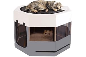 Meow&Woof Katzen-Laufstall für Kleintiere, Holzrahmen, Katzenkäfig, für den Innenbereich, Kätzchen, Hunde-Spielgehege für Welpen, große Größe, stabile Struktur, lange Lebensdauer (73,7 cm B 41,9 cm H,