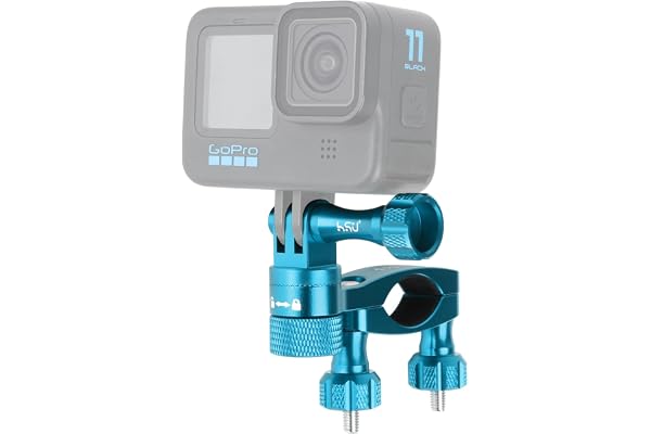 HSU Support de Vélo pour GoPro, Fixation de Guidon Rotatif Réglable à 360 Degrés pour Hero 12/11/10/9/8/7/6/5/4/3, et Insta360 Caméra d'action (Bleu)