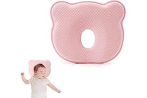 kumosaga Newborn Pillow to Prevent Flat Head, Anti Flat Head Baby, Baby Head Shaping Pillow, Baby Travel Pillow, Flat Design Cloud Shape Comfor Support Suitable for Sleeping(Pink)