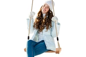 AnExer Wood Tree Swing Seat, Wood Swing Seat, 16.5x7.9 inch Wooden Swing Sets Length Adjustable for Children Adult in the Garden,Yard Indoor Outdoors