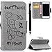 Produktbild HUDDU Grau Schutzhülle für iPhone 7 Handyhülle Don't Touch My Phone Bear Muster PU Leder Tasche Slim Wallet Case Flip Hülle Ledertasche mit Kartenfach Magnetverschluss Stand Cover Brieftasche Etui Handytaschen für iPhone 7 / iPhone 8
