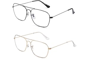 JM Lot de 2 Carre Lunettes de Lecture Homme Femme, Blocage de la Lumiere Bleue Monture Rectangle Lunettes de Vue Lunettes Loupe