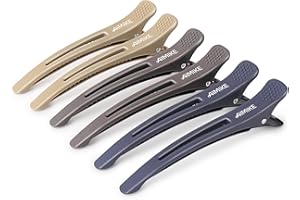 AIMIKE 6pcs Pinzas Pelo de Seccionamiento, Pinzas Pelo Peluqueriade Profesional, Pinzas de Pelo de Duckbill Con Banda de Silicona, Pinzas Para el Pelode Estilismo de Salón, Pinzas Pelo Mujer, Neutro