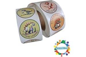 STICKERS MANIA 500 Adesivi premio per bambini IN ITALIANO | Sticker motivazionali diametro 25mm | Adesivi Ricompensa | Sticker motivazionali per genitori insegnanti dottori | Token Economy (Animali) (Dinosauri)