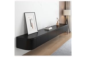 HYANXUE - Soporte flotante para TV, estante montado en la pared con puerta, consola multimedia de TV, armario flotante con gran almacenamiento debajo de la TV, 300 cm, negro
