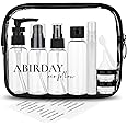 ABIRDAY Travel Size Bottles Containers for Toiletries with Toiletry Bag and Label, Leak-Proof & TSA Approved Carry-on for Airplane Women Men, Black, Travel Bottles-B