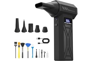 Bizcasa Aria Compressa Elettrico Air Duster con Luce LED,110000RPM Portatile Soffiatore Aria Compressa Senza Fili,4 Velocità Mini Soffiatore a Batteria 6000 mAh,per Computer,Tastiera,Casa,Auto