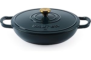 Salter Chester cocotte peu profonde en fonte – four hollandais de 30 cm, couvercle auto-arrosant, fonte, compatible au four, convient à tous les types de plaques y compris induction, 2,8 L, Sans PFAS