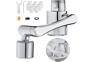 CUNBAYI Embout de Robinet Rotatif à 1080 ° avec Fonction de Filtre Rallonge de Robinet Multifonction Deux Modes de Sortie d'eau Régulateur de Jet pour Cuisine et Salle de Bain, 8 Élément Filtrant