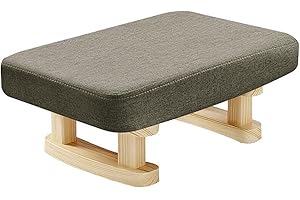 CHZIMADE Foot Stool Ottoman Footstool Pouffe Stool Low Stool Change Shoe Footrest Wooden Legs with Removable Padded Seat