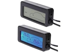 CNANRNANC Termómetro para interior y exterior para coche, 12 V, pantalla digital LCD, medidor de temperatura interior y exterior, 7,6 x 3,4 x 1,5 cm (rojo)