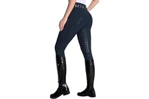 DMVOD Damen Reitleggings mit aktiver Silikon-Grip Vollbesatz - Reithosen für Frauen