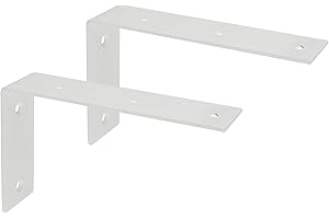 SAYAYO Escuadras para Estanterias, Escuadras Metalicas Blanco Soporte Estanteria Pared, 2 Pieza Acero Inoxidable Soporte de Esquina 90 Grados 175 mm * 105 mm, EJW2200W-2P