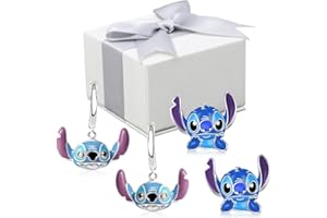 KSOPSDEY Sti-tch Earrings, Sti-tch Earrings Set 2Pair Girls Dress Up Earrings Jewelry, Children's cartoon earrings Cute Stit-ch Birthday Gifts for Girls