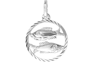 My Gold Pendentif signe du zodiaque en argent sterling 925 (sans chaîne) rond Ø 12 mm Horoscope Gavno MOD-07068