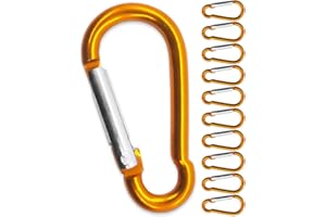 Outdoor Saxx® Orange Aluminium S Carabiner 4.0 cm for Attaching Equipment to Backpack, Belt, Tent, Canoe Orange Set of 10