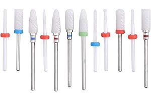 FAFEICY 12 Szt. Elektryczny Frez do Manicure i Pedicure - Zestaw Ceramicznych Wiertł do Usuwania Akrylowych i Żelowych Paznokci, Szlifierka do Skórek