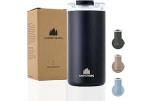 Groenenberg Taza termo cafe 473ml | Taza termo cafe para llevar - 100% a prueba de fugas | Caliente al menos 4 horas | De acero inoxidable reciclado