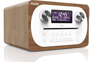 Pure Evoke C-D4 All-in-One-Musikanlage mit Bluetooth (CD, DAB/DAB+, Digitalradio, UKW-Radio, Internetradio, Bluetooth, Weckfunktionen und Sleep-Timer, 20 Senderspeicherplätze, AUX), Walnuss, VL-62900