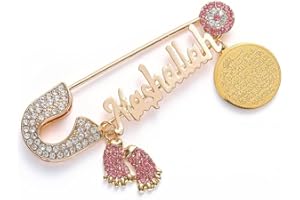 bopely Muslim Islam Ayatul Kursi Mashallah Turkish Evil Eye Inassenza Spira in Acciaio in Acciaio Pin per Bambino Bambina Ragazzo