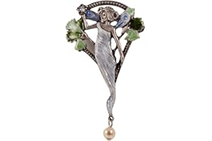 BA BIJOU-ART Spilla da Donna Fata Fermagli Gioiello Stile Liberty Smalto Perle 5,5 x 4,5 cm