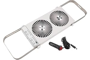 FACULX Ventilateur de fenêtre de toit pour camping-car, double fenêtre, 4 réglages de vitesse, panneaux extensibles de 37 à 59 cm, pour camping-car (blanc)