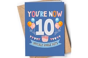 GREETING CARDS FOR EVERYONE Biglietto Auguri 10 Anni Ragazza, Ragazzo - 10 Anni Regali per Compleanno - Biglietti Tanti Auguri Uomo, Donna - Idee Regalo Anni per Lei, Lui - Biglietto Divertente Figlio, Figlia - NUM 101