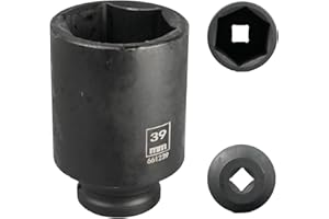 Flewdart llave vaso 39mm 1/2" 6 caras, llave vaso 39 mm 1/2, ​Longitud 78 mm​​, acero de cromo y molibdeno, CR - MO (39mm)