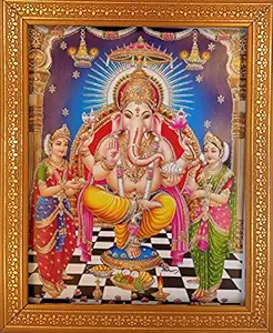 Shree Handicraft Lord Ganesh ji with Riddhi Siddhi Photo Frame