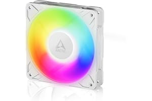 ARCTIC P12 Pro A-RGB (White) - Puissant ventilateur premium, ventilateur PWM 120 mm avec répartiteur de câble en Y, 600-3000 rpm, 0 rpm <5% PWM, 5V Digital RGB, palier Fluid Dynamic, 4-Pin - Blanc