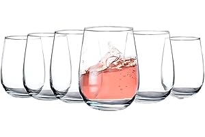 TRESV Set de 6 Vasos de Cristal Transparente 360 ml, Vasos de Agua y Bebidas Alcohólicas, Aptos para Lavavajillas (360 ml)