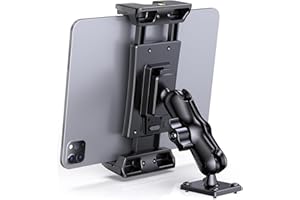 XWXELEC Bohrbasis Tablet Halterung Auto, Ipad Halterung Auto, LKW/Geschäftsfahrzeuge Armaturenbrett Universal, 360° Drehbare Verstellbare, für 7"-12,9" Tablet-Halter (12.9 Zoll)