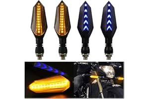 CGEAMDY 4 Pièces Indicateurs de Moto, LED Flowing Mode Clignotants, Feux Clignotant, Feux Diurnes Feux de Freinage, 12V Imperméable Universel Pour Moto Scooter Quad Cruiser Off Road