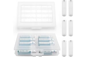 2 PCS AA/AAA Battery Storage Box, KUOQIY Multifunctional Plastic Battery Case Holder, with 6 PCS AAA to AA Battery Adapter Converter, for Storing and Protecting AA and AAA Batteries (10 Cells)