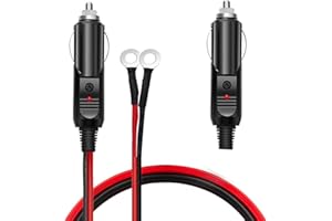 RUNCCI-YUN 2 x męska wtyczka zapalniczki samochodowej z przewodami, 12–24 V, uniwersalny kabel do zapalniczki samochodowej z diodami LED, przedłużacz do żeńskiego gniazda zapalniczki, do przetwornicy samochodowej, pompki, elektrycznego kubka