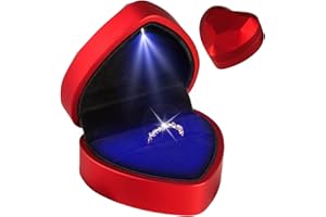SELURK Scatola Anelli con Luce a LED Rossa, Scatola per Anello con Luce, Scatolina Regalo Fidanzamento, Scatolina per Anello illuminazione Rosso per Matrimonio Proposta Romantica Scatolina con Led per Anello