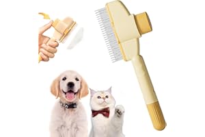 XINTIANWANG SmartBrush - Brosse Anti-Poils Morts, Brosse Chat Royaume Felin, Smart Brush Chat Peigne, Brosse Pour Chats Brosse Pour Chien, élimine Jusqu’à 95% Des Poils Morts (Jaune)
