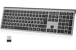 cimetech Tastiera wireless ricaricabile - Layout italiano QWERTY, digitate con facilità e raddoppiate la vostra efficienza - Tecnologia della tastiera per laptop di alta gamma （grigio）