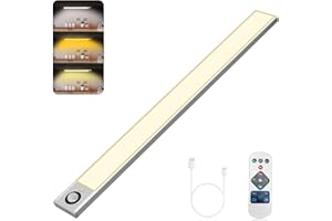 FLOWood 40CM Oświetlenie podszafkowe do kuchni 140LED z czujnikiem ruchu, oświetlenie szafek 300LM z pilotem zdalnego sterowania, ściemnianie 3 tryby kolorów, akumulator USB 3600 mAh