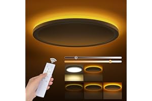 Tyreses Lampa sufitowa LED 24 W, lampa sufitowa Led z pilotem zdalnego sterowania, ściemnialna lampka nocna 1800 K, panel 3000K-6500K, bardzo cienka okrągła lampa sufitowa LED, odpowiednia do sypialni